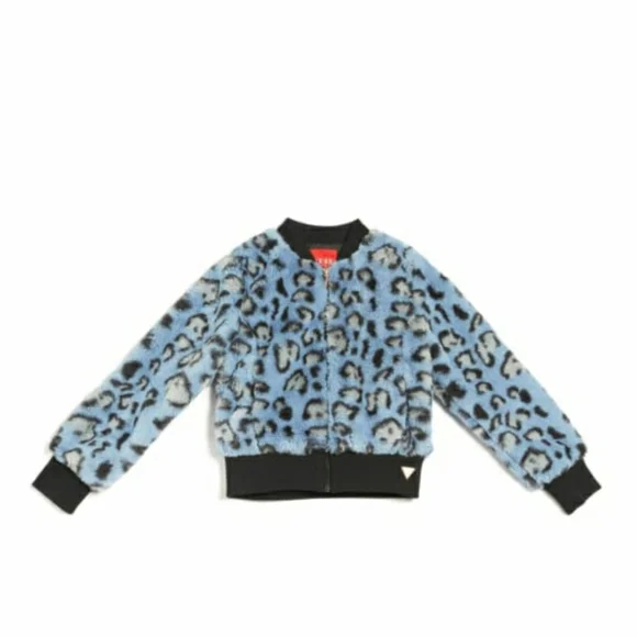 NEW GUESS Nelly Leopard Faux-Fur GIRLS Jackets